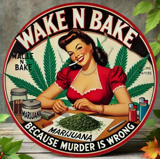 Wake N Bake Retro Metal Tin Sign