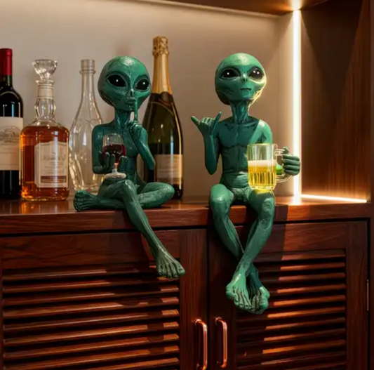 Drinking Green Alien Figurines