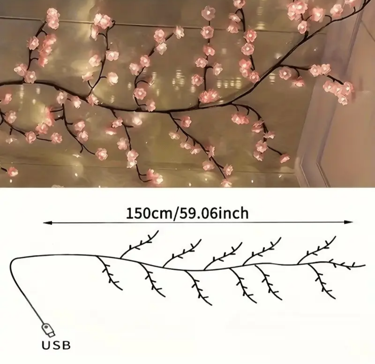 Cherry Blossom LED Vine String Lights